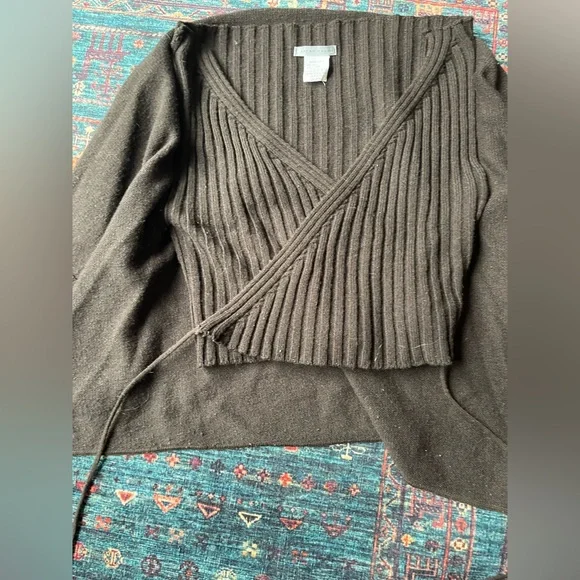 Sarah Pacini Brown Ribbed Knit Sweater - Picture 3 of 5